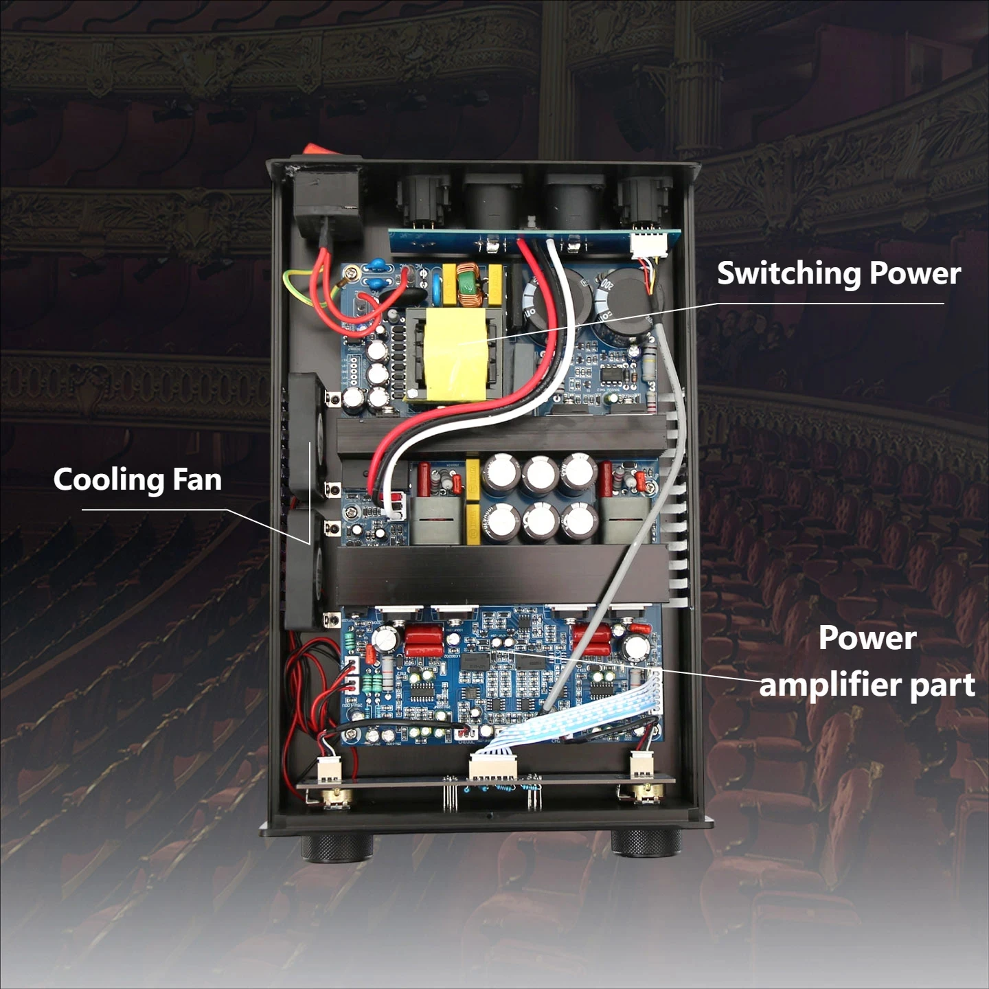 YJCO Leistungsverstärker Audiophiler Hochleistungs-Profi-Verstärker IRS2092 Zweikanal 500W*2 Klasse D Verstärker Integriertes Design – Detail 2