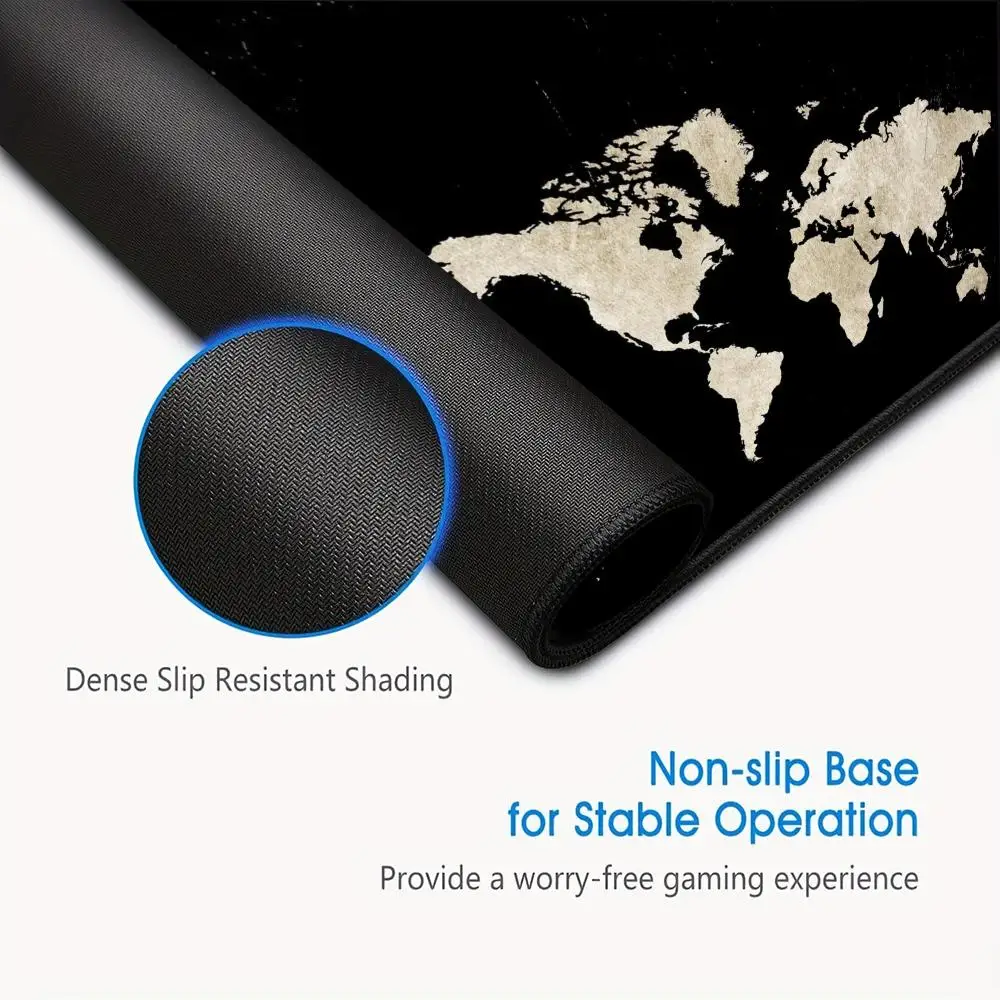 Alfombrilla de ratón lavable con parte inferior de goma antideslizante con mapa del mundo Retro adecuada para tareas y juegos y alfombrillas de ratón de oficina