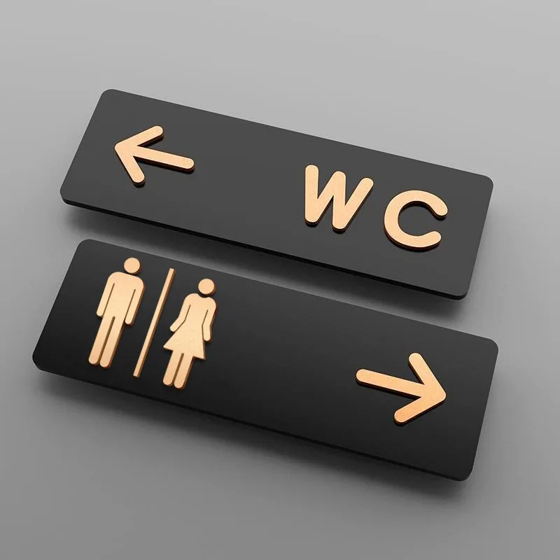 Toilet Signage Men and Women Bathroom Signs WC Public Toilet Guide Hotel To The Left and Right Acrylic Restroom Prompt Sign