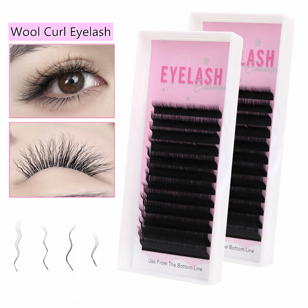 

New Style Wool Curl Individual Lash Extensions Cat Eye 5D Fluffy Wool Roll Wave False Eyelash Russian Volume Lashes Extension