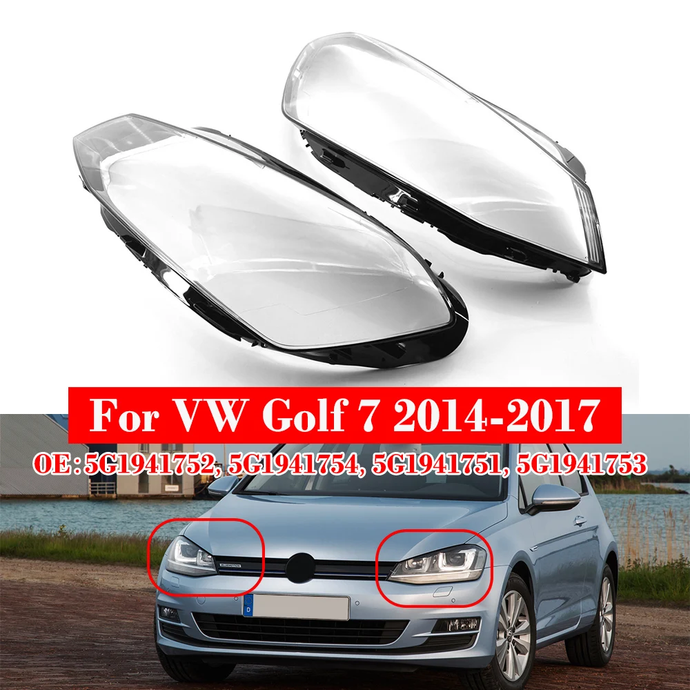 2pcs/pair Car Front Headlight Covers Headlamp Shells For VW Golf 7 MK VII 2012-2017