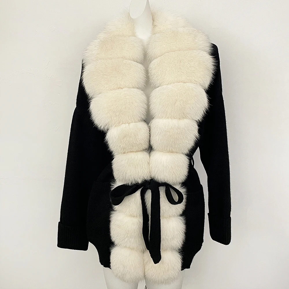 

Cardigan Lady Women's Sweater Real Fox Fur Jackets Women Cardigan Sweaters & Jumpers Real Fur Coats for Woman Oversized Sweater