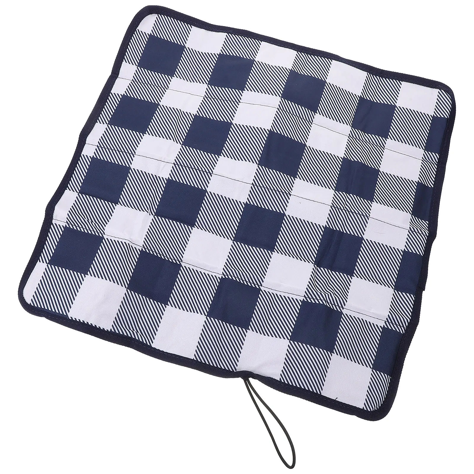 

Foldable Camping Seating Mat Outdoor Seat Pad Oxford Cloth Picnic Cushion Waterproof Blue Grid Lightweight Portable