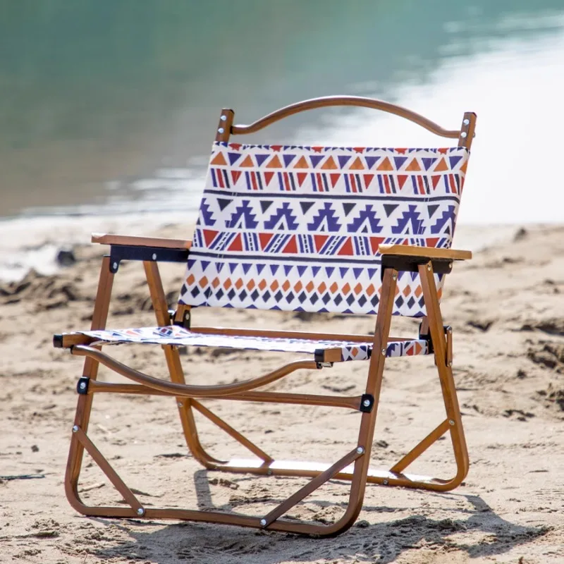 

Fashionable Canvas Folding Chair All-Weather Camping Recliner Portable Beach Lounge Chair for Backyard/Patio Outdoor Furniture