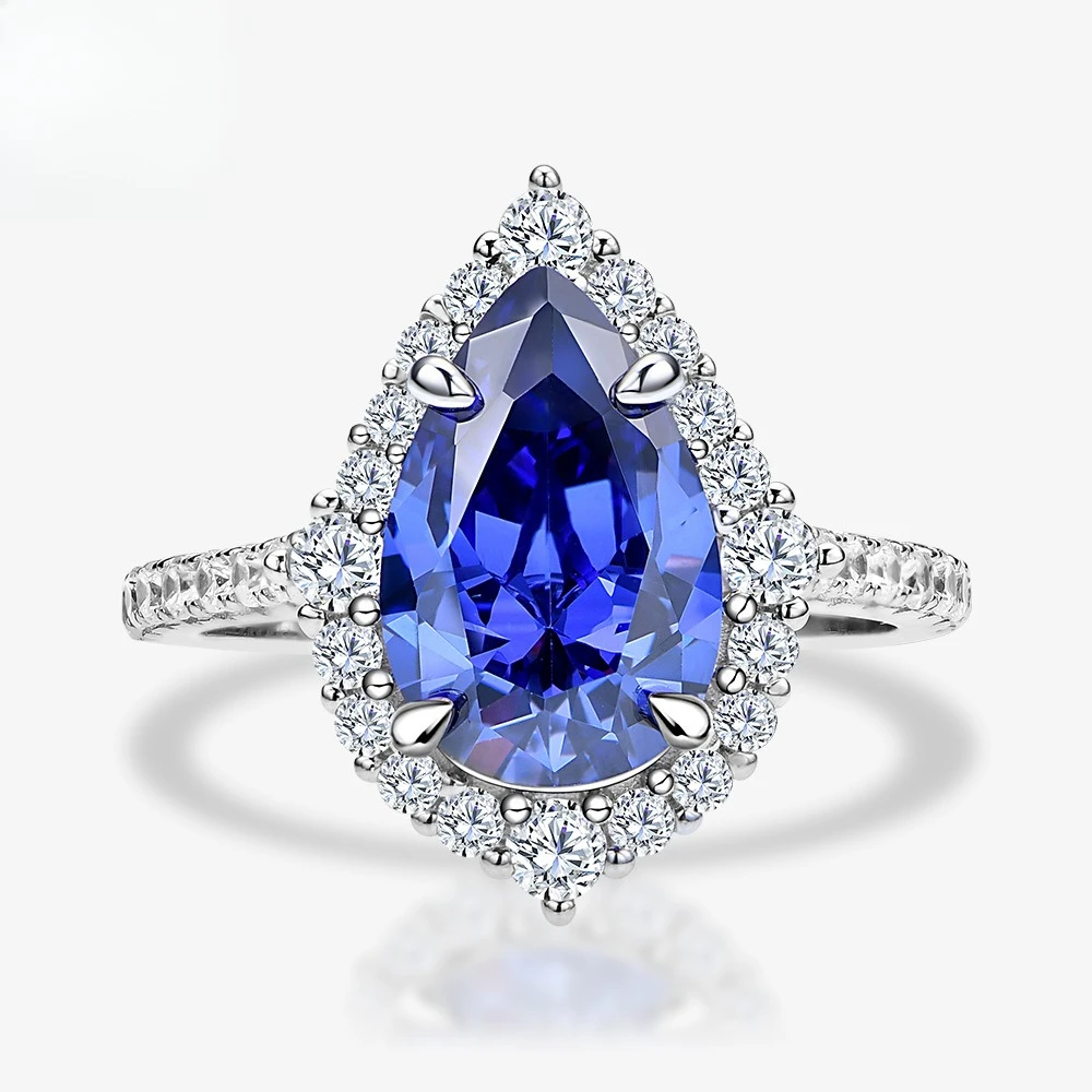

Серебряное кольцо S925 с инкрустацией в форме груши, 8*12 мм, с танзанийским синим цирконом, ювелирное украшение для женщин в подарок.