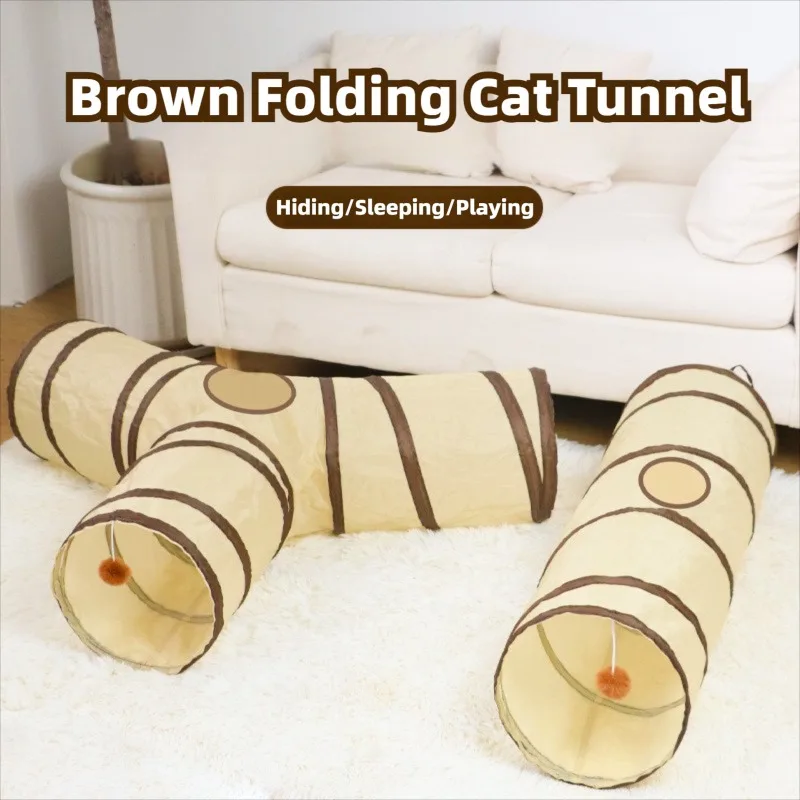 Foldable Storage Integrated Pet Cat Tunnel Cat Toy All Season Universal Channel Multiple Entrances and Exits for Added Fun