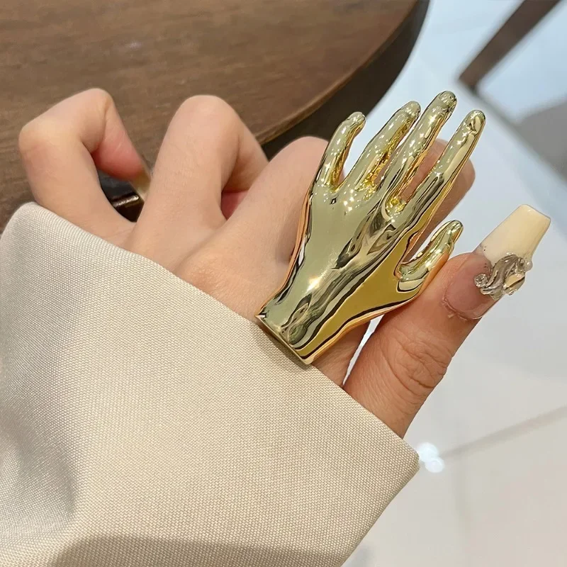 Modern Jewelry Personality Temperament Metal Hand Shape Rings For Women Female Gifts Hiphop Accessories 2024 Trend New