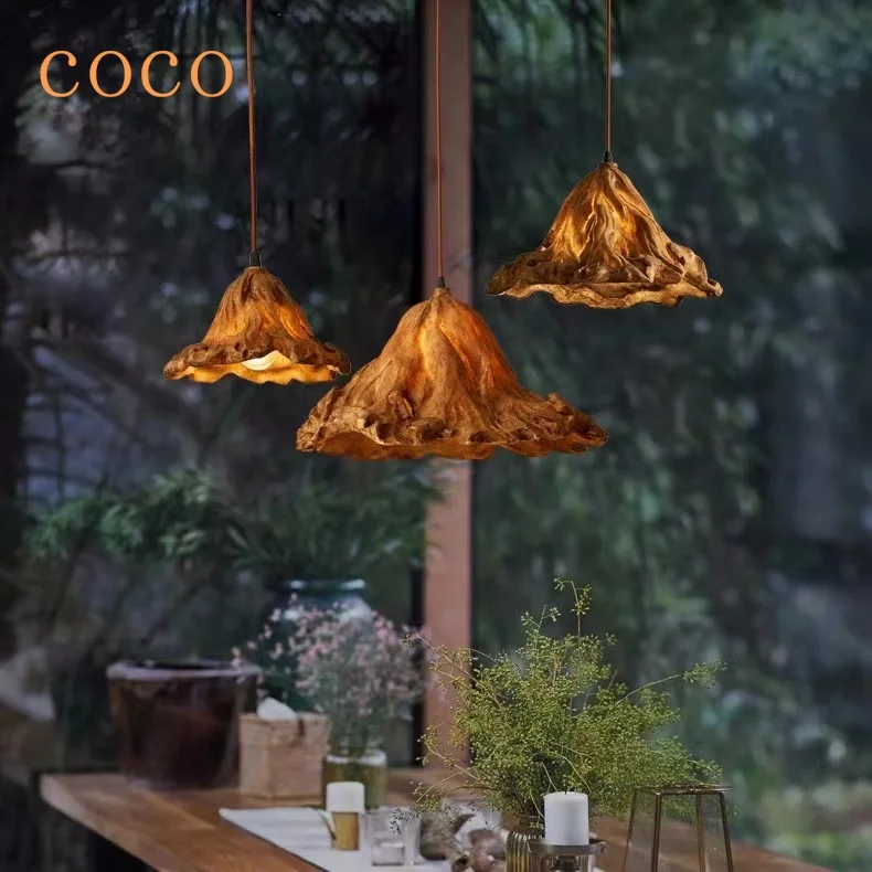 

2024 Modern Art Resin Lotus Chandelier Tea Room Restaurant Bar Vintage Chandelier Lamps Interior Lighting Home Decoration E27