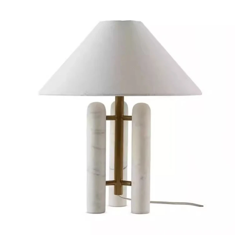 

American fabric marble LED study bedside table lamp, designer medieval homestay simple bar counter creative