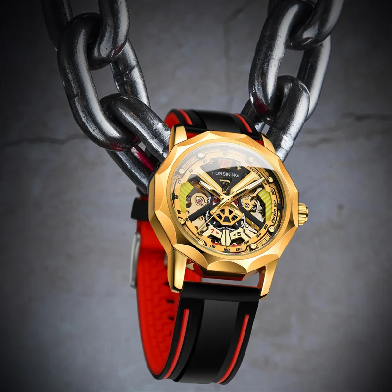 Forsining Men Mechanical Automatic Wristwatch New Released Business Leather Strap 30m waterproof Watch Skeleton Tourbillon Watch