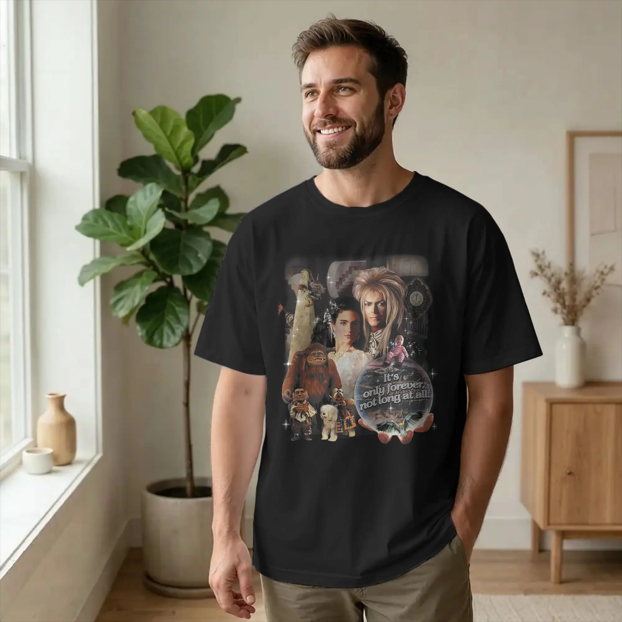 Men T-Shirts Labyrinths Sarah Jareth Forever Humorous Cotton Tees Short Sleeve Fantasy Movie T Shirts Round Neck Tops Plus Size