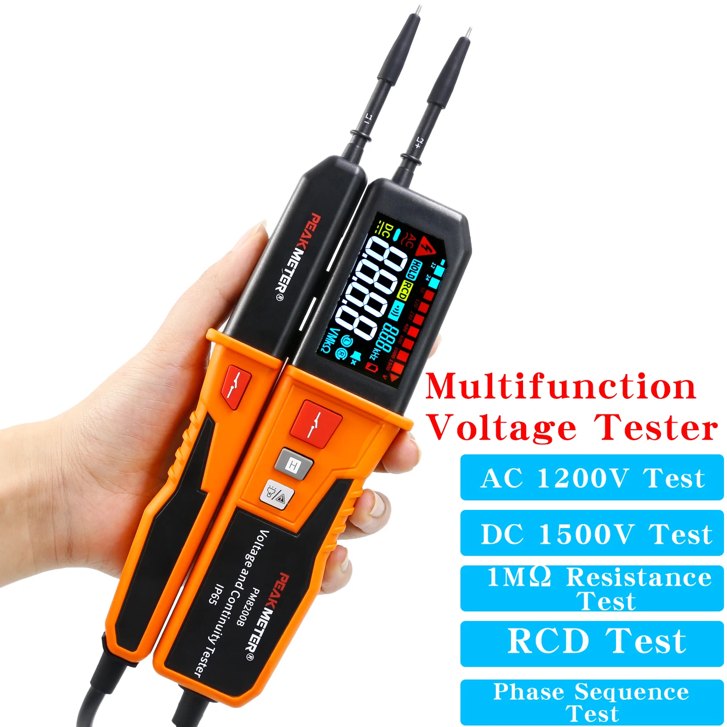Huayi Waterproof Dustproof Intelligent Recognition AC/DC Voltage Measuring Instrument RCD Test Polarity Detection PM8200