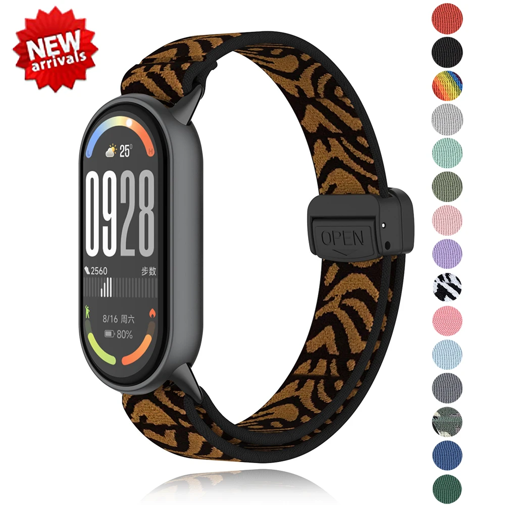 Elastisches Nylonband für Xiaomi Band 10/9/8 magnetische Schnalle geflochtenes Sportband für Miband 10 9 8 NFC Uhr Ersatzarmband