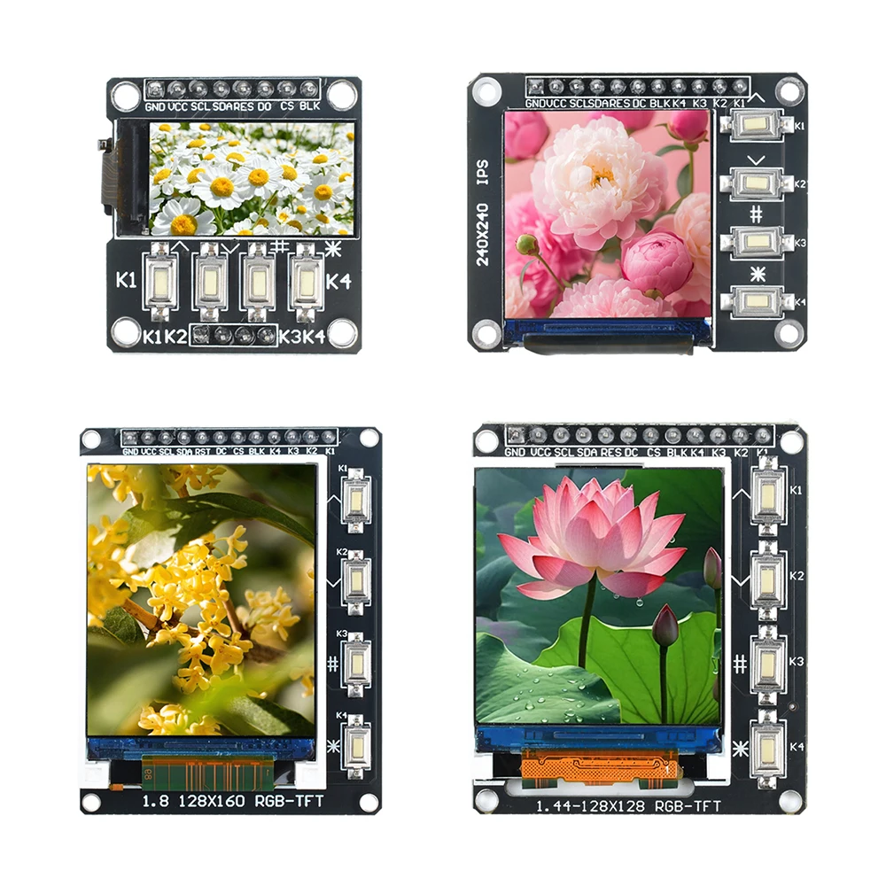 0,96/1,3/1,44/1,8 polegadas TFT IPS 7P SPI HD Módulo LCD colorido ST7735 / ST7789 Drive IC Kit de componentes eletrônicos