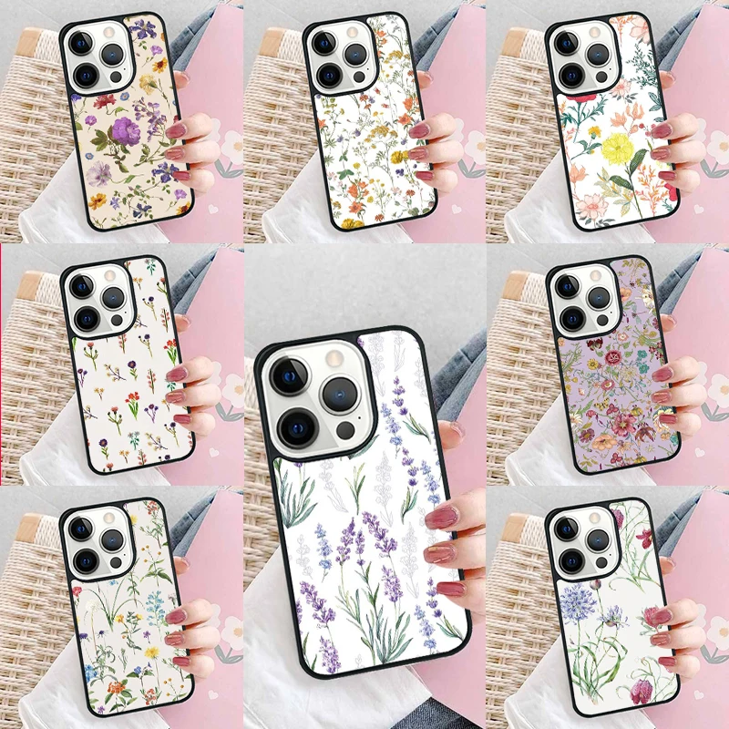 Botanical Drawings Flowers Plants Soft Phone Case Cover for iPhone 16 Promax 15 Pro 13 14 Plus 11 12 Mini XR XS MAX Coque