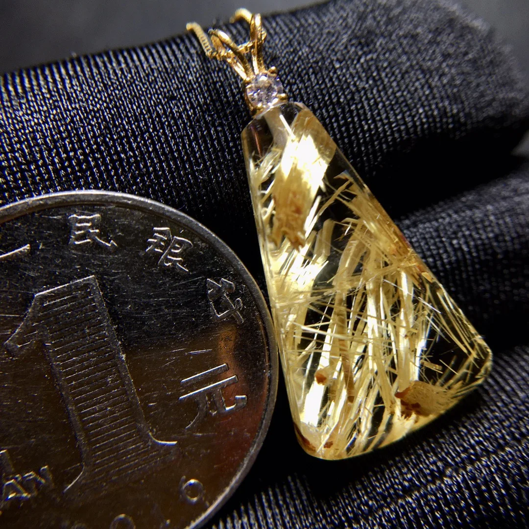 

Natural Gold Rutilated Quartz Pendant Jewelry 24.4*14.2*7.4mm Flower Bear Men Women Brazil AAAAAAA
