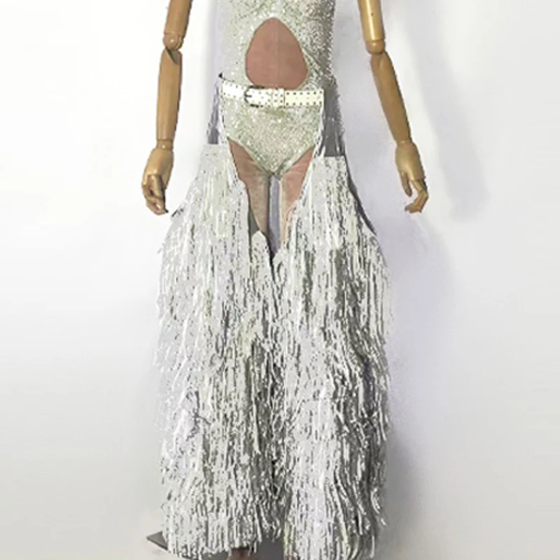 Vêtements de danse pôle Sexy pour femmes, body à paillettes, pantalon à franges, Costume Gogo de fête, Bar, discothèque, DJ Rave