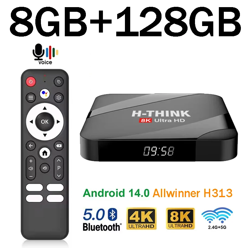 

Q96 H-THINK M400 TV Box Android 14 Голосовой пульт дистанционного управления Set Top Box Allwinner H313 HD 4K 8K WiFi 4G 5G BT5.0 iptv Медиаплеер 8 ГБ 128 ГБ