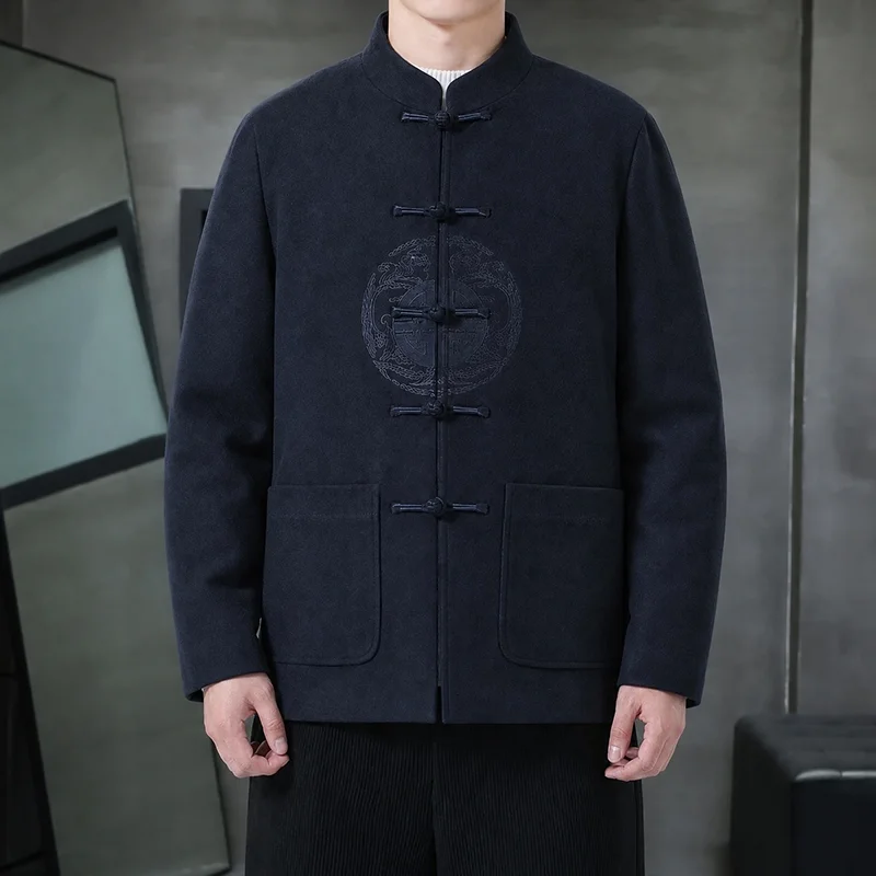 High Quality Winter Quilted Jacket Men Frog Button Parkas Men Vintage Warm Cotton Padded Jackets Men's Chinese Style Woolen Coat