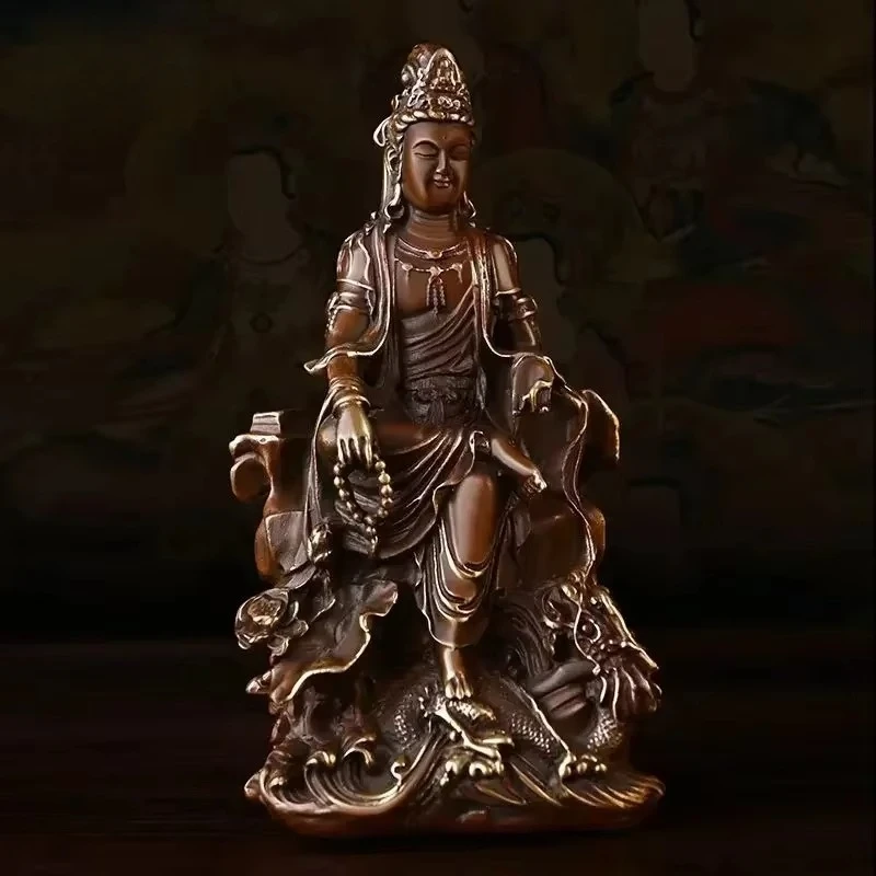 Feng Shui Copper Lucky Guanyin Ornaments Home Office Small Offering Buddha Statue Bodhisattva Decor