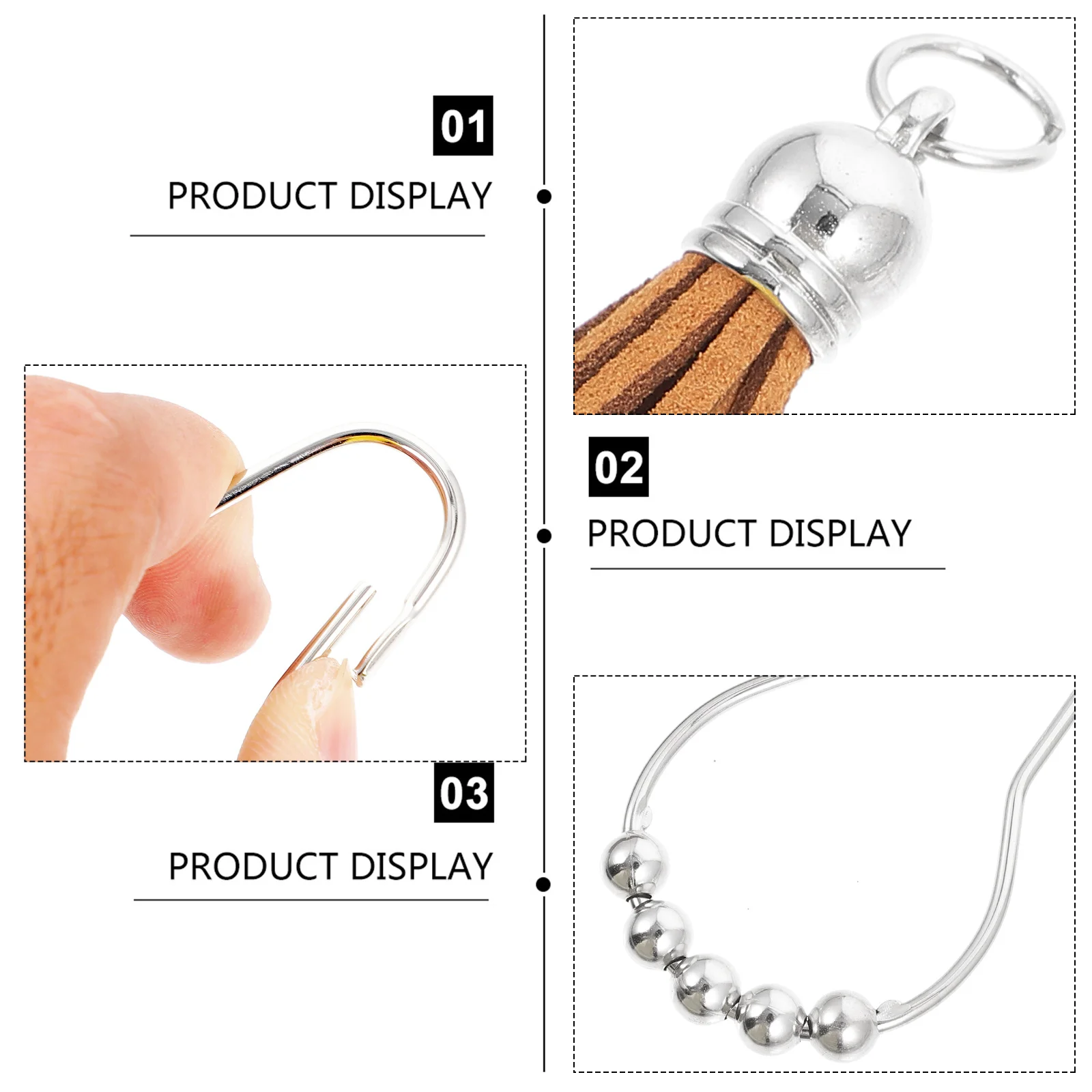 

12pcs Creative Tassel Bead Shower Bathroom Hangers Stainless Steel Decorative Hanging Organizer Space Saving Tassel For
