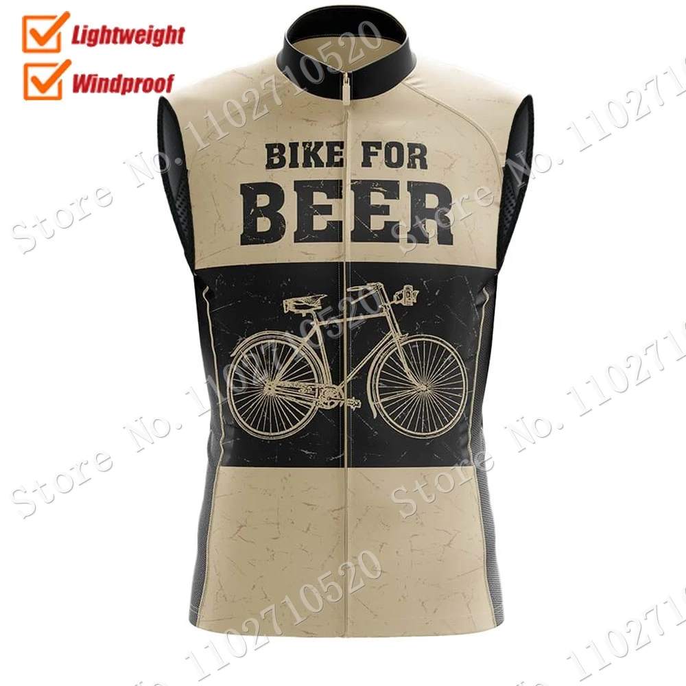 Retro Beer Wind Vest 2023 Team Vintage Riding Cycling Jersey Sleeveless Windproof Lightweight Vest MTB Maillot Ropa Ciclismo