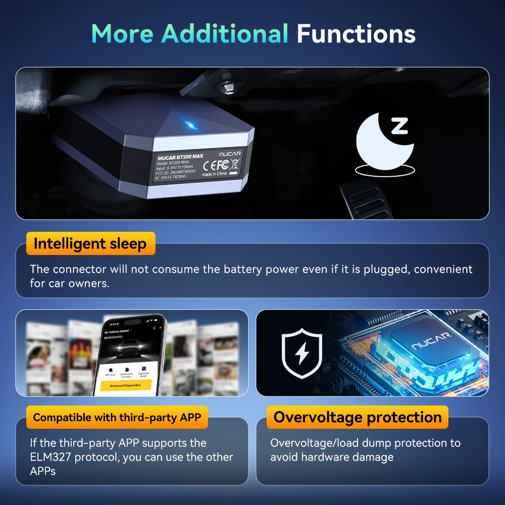 MUCAR BT200 Max OBD2 Scanner CAN FD Bi-Directional All System Diagnostic Tool 15 Reset Lifetime Free Update