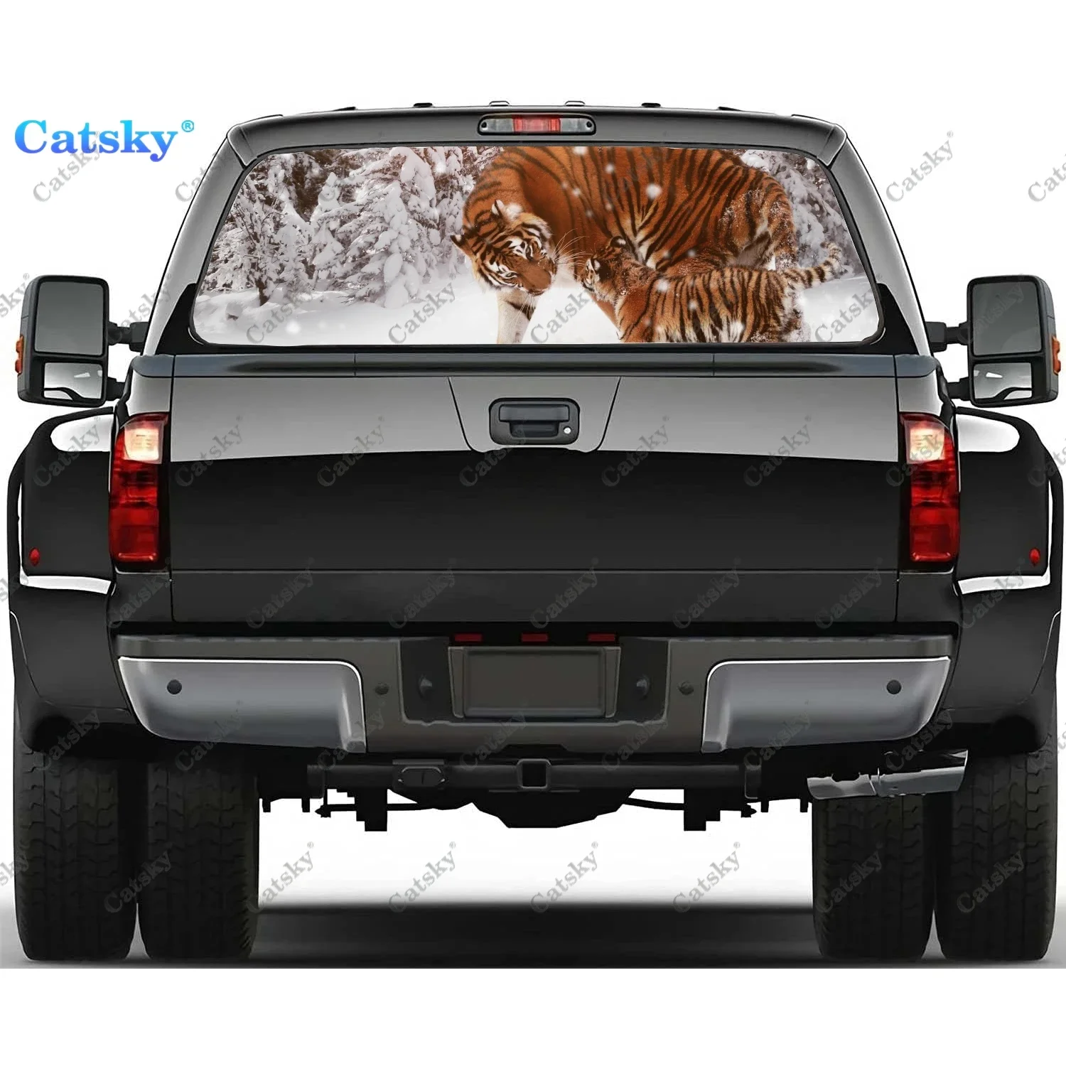 

Tiger and Her Cubs Graphic Rear Window Decal Fits Pickup, Truck, Car Universal See Through Perforated Back Window Vinyl Sticker