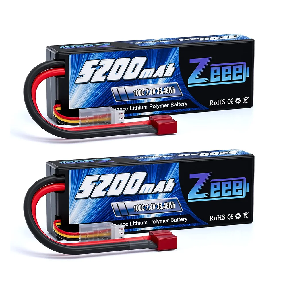 1/2 Eenheden Zeee Lipo Batterij 2S 7.4V 100C 5200mAh met Deans Connector voor RC Auto Vrachtwagen Voertuig Buggy Losi RC Racing Modellen Onderdelen