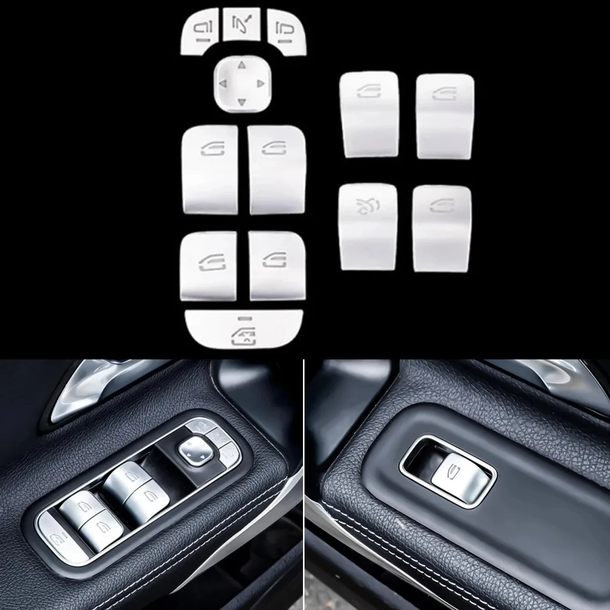 

Car Window Glass Lift Button Cover Trim Sticker For Mercedes Benz A B GLA GLB CLA Class W177 W247 X247 2020-2024 Accessories