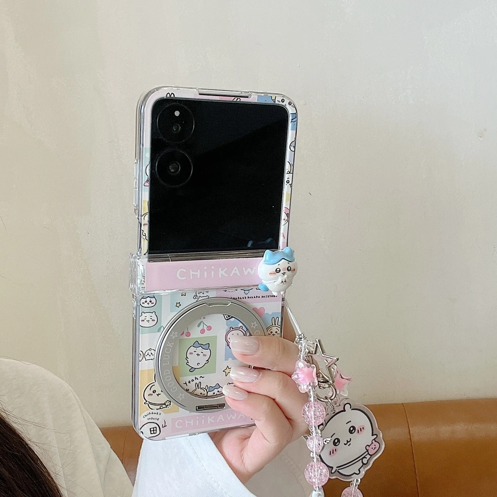 Anime Chiikawa Usagi Hachiware 360°Rotation Stand Phone Case For Samsung Galaxy Z Flip 7 6 5 4 3 Cover With Ring Holder Cover view 6