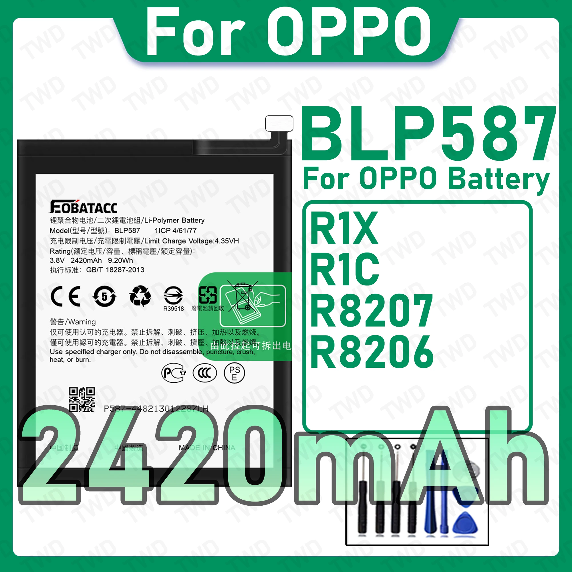New High Quality Safe Durable BLP587 Battery For OPPO R1X R1C R8207 R8206 Replacement Long Lasting+Free Tools