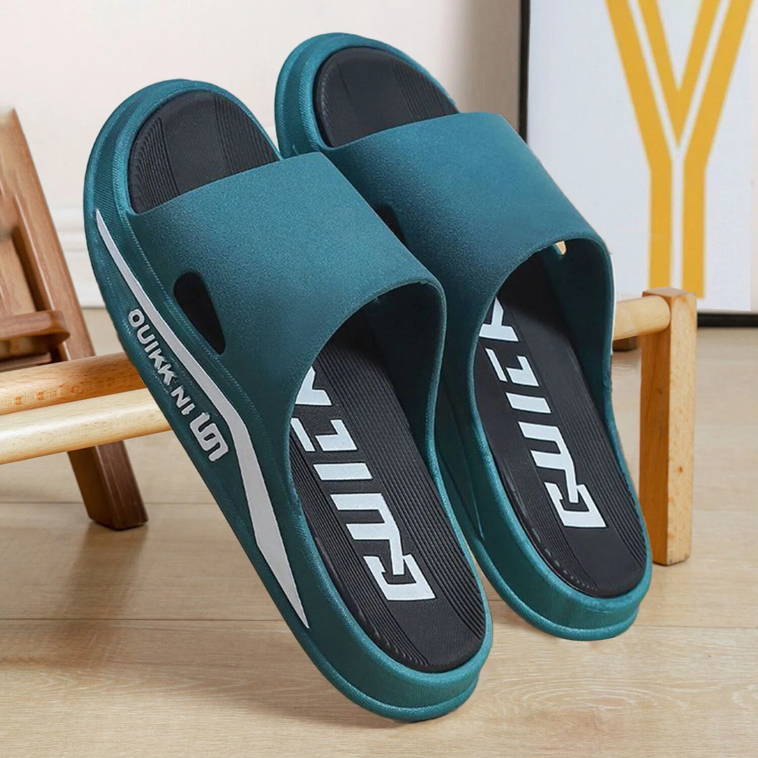 

2026 New Casual Men Non-Slip Teal Platform Slippers Outdoor Lightweight Breathable Sandals Male Slippers