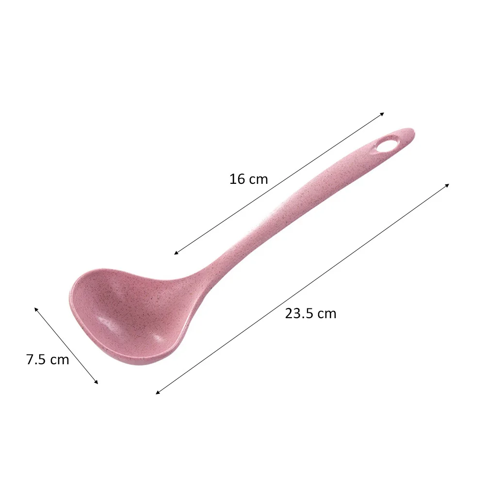 

Long Handle Soup Ladle Red Wheat Straw Porridge Spoon Thickened Food Grade Lightweight Heat Resistant Deep Scoop for Kitchen