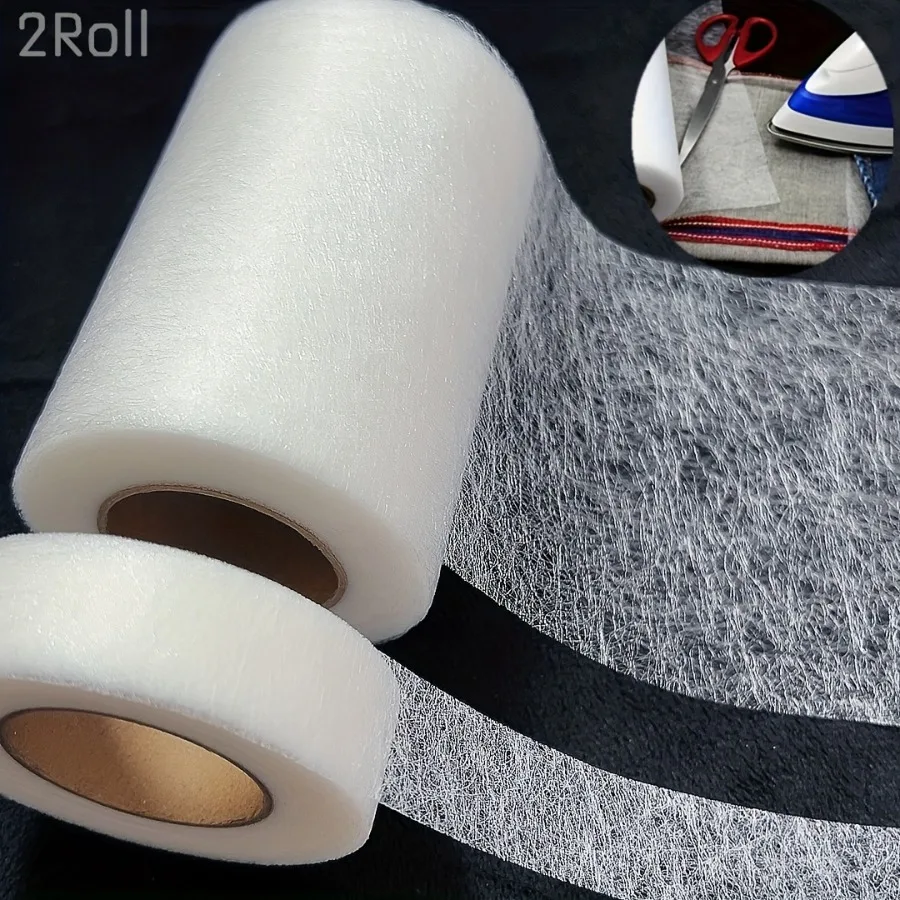 Fita de costura de ferro de 2 pacotes, fita adesiva de derretimento quente de 2/10cm * 24m - fita de costura branca, costura invisível, fácil de usar e durável
