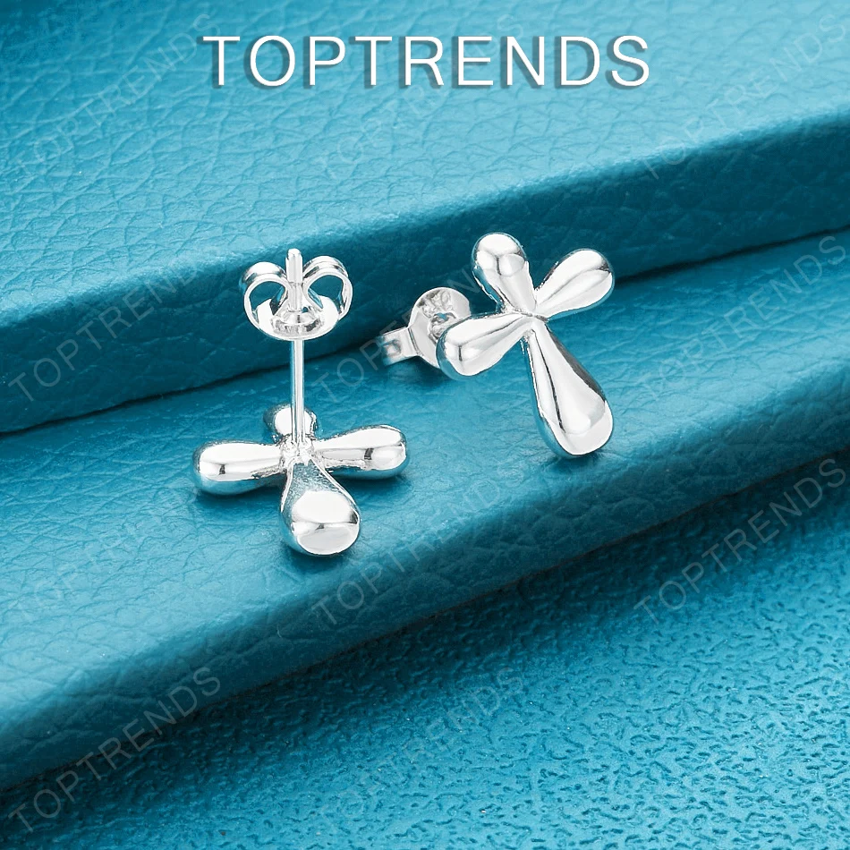 

New 925 Sterling Silver Cross Stud Earrings Versatile Simple Jewelry For Men Women Birthday Christmas Party Fashion Accessories