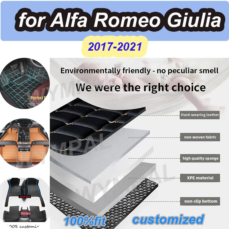 

Роскошные ковры для Alfa Romeo Giulia 2021 2020 2019 2018 2017, автомобильные коврики для стайлинга, автомобильные аксессуары для интерьера, подушечки для ног
