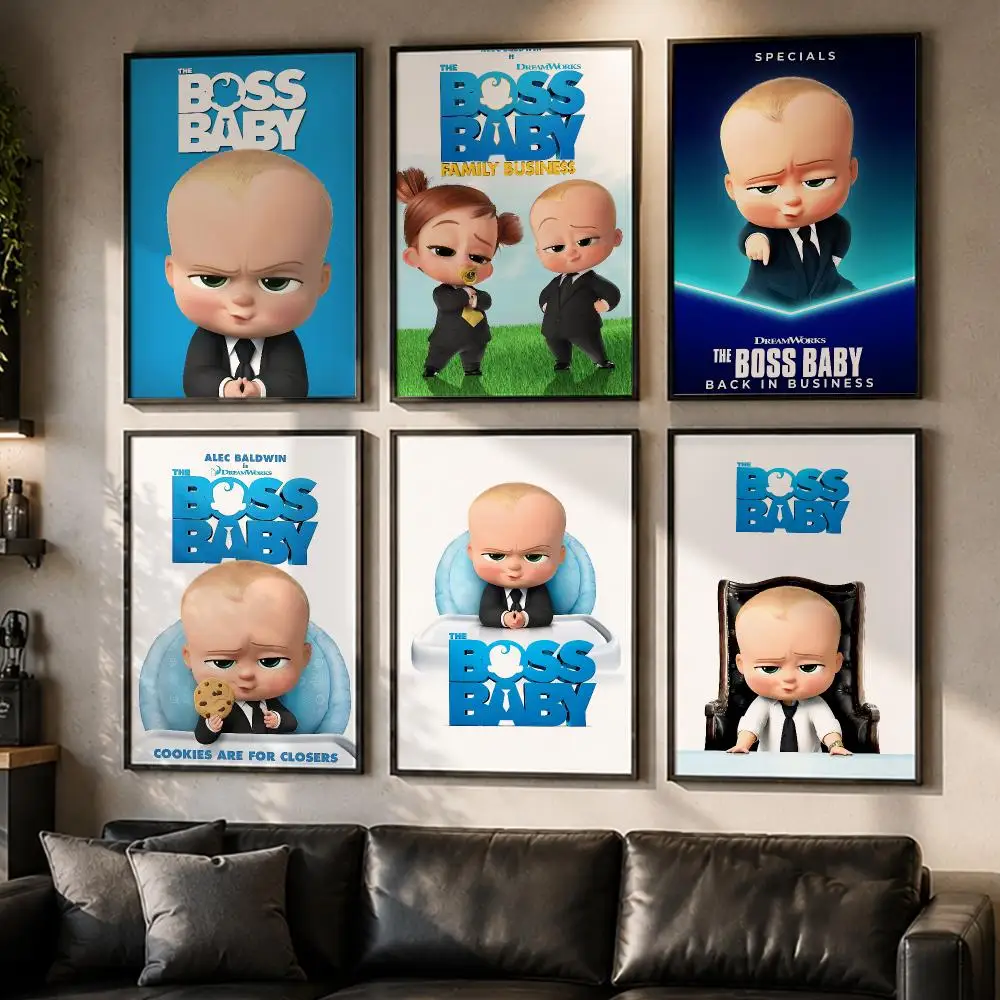Funny Movie The Boss Baby Poster No Glue Residue Self-Adhesive Art Poster Wall Decor for Bedroom Living Room