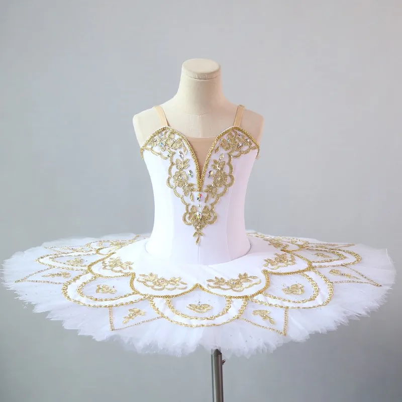 

White Professional Ballet Dress Tutu Skirt Performance Costumes Kid Girl Swan Dance Wear Ballet Leotards Dress Female Dance Suit