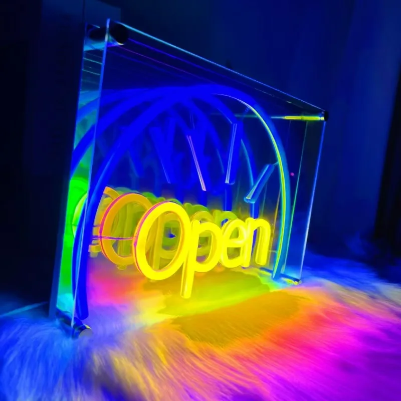 Open LED Thousand Layer Mirror Neon Sign,Infinity Mirror Neon Light,Colorful Infinite 3D Art Infinity Mirror Neon Light Signs