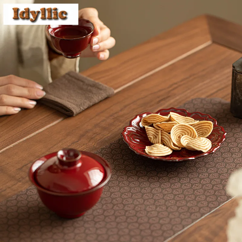 130 مللي متحف القصر الأحمر لوتس Gaiwan اليدوية الشاي تورين براد شاي مع غطاء عدة صانع الشاي غطاء وعاء حفل الشاي الديكور هدية #4