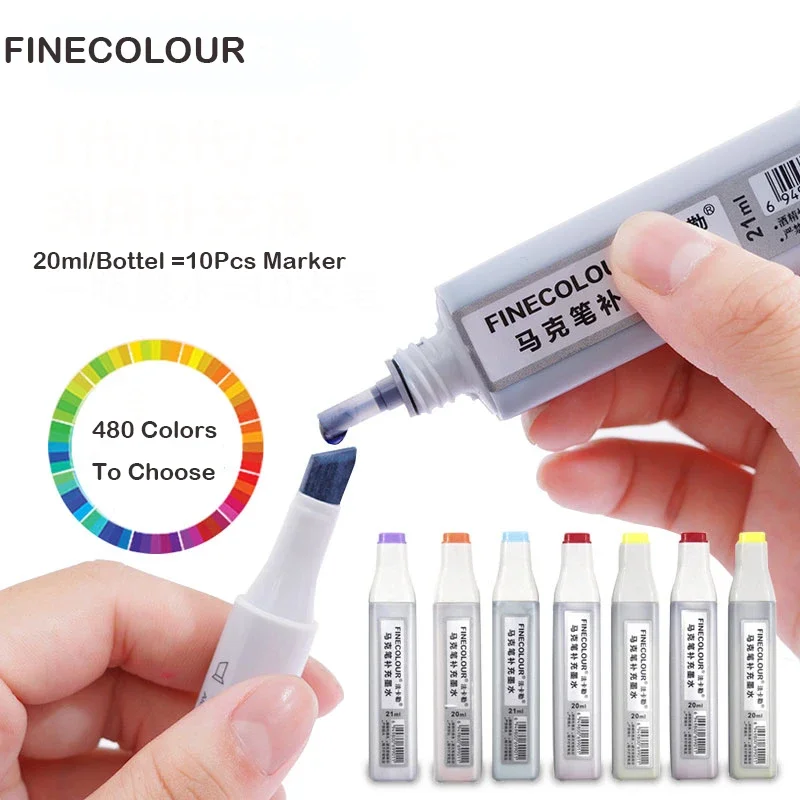 FINECOLOUR Premium Refill Ink for Art Marker Replacement Inks 20ml Bottel For EF103 EF100 EF102  Alcohol Pens Painting Supplies