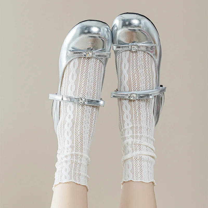 Translucent Socks Women's Ballet Style Mesh Breathable Socks Nylon Elastic Chain Pattern Stacking Socks
