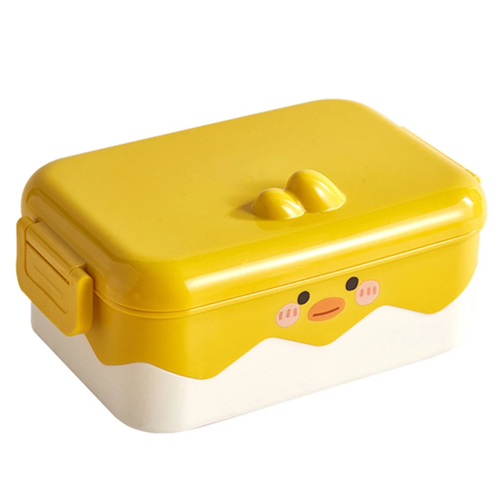 Stainless Steel Iittle Yellow Duck Bento Box with Double-Sides Locking Clips Lunch Box 1000ML for Work/School/Office and Travel