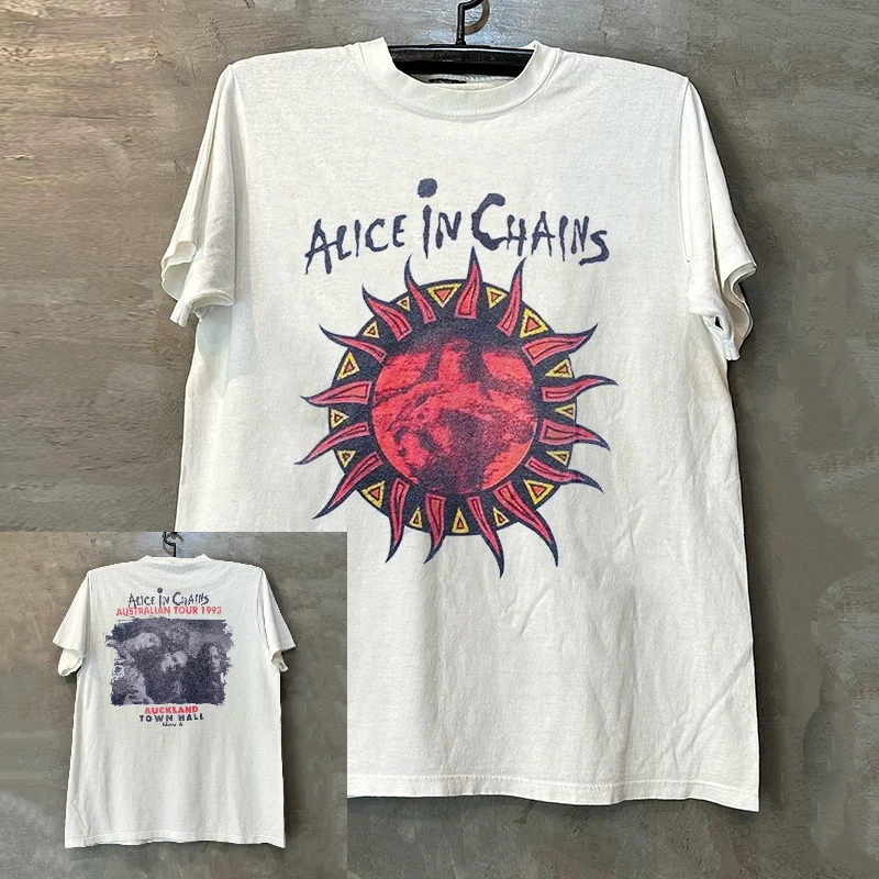 Alice in Chains Alice Prisoner Band Short Sleeve T-Shirt Post-punk Trendy Crew Neck T-Shirt Comfortable and Breathable