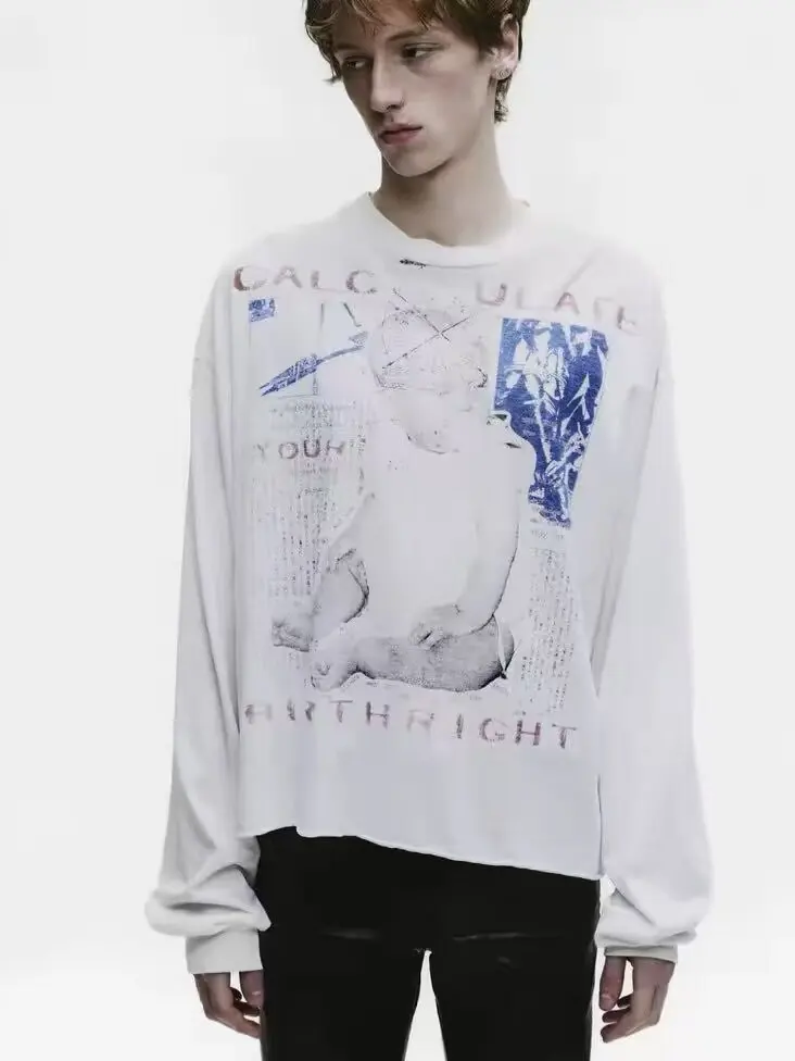 ER/D 25FW Calculation Birthday Baby Portrait Illustration Washed Art Long Sleeve T-Shirt