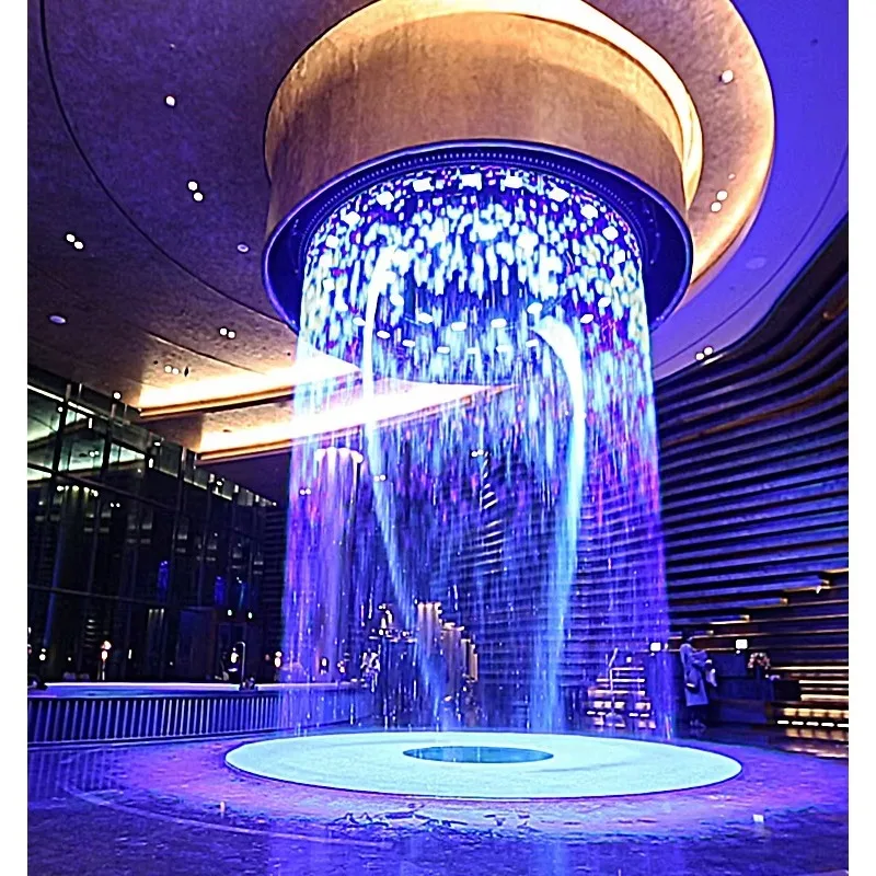 

DMX Barrel Toroidal Waterfall Controlled Musical Water Curtain Artificial Indoor Waterfall