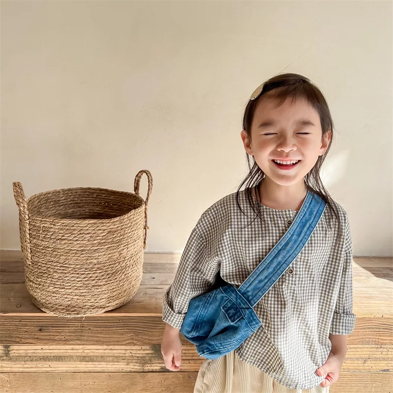 

Childrens Top 2026 Spring New Korean Checkered Shirt Casual Fashion Daily Western Style Casual Versatile Wear