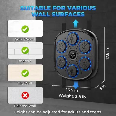 2025 Musikboxningsmaskin för vuxna och smart Bluetooth-väggmonterad fitnesstränare med justerbar slagvolym Dura 12 best sales musikboxningsmaskin - №1