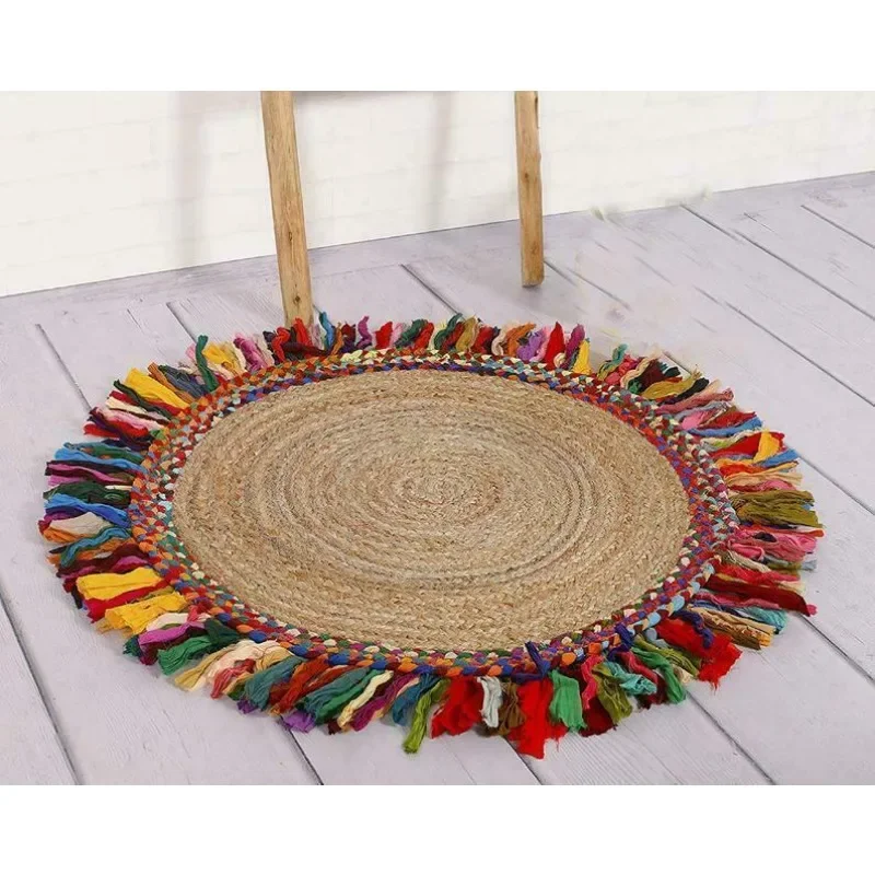 

Rug Jute & Cotton Handmade Reversible Carpet Modern Living Rustic Area Rugs